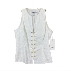 Worth Eyelet Sleeveless Sequined Button Top Sz 0 NWT (BI)